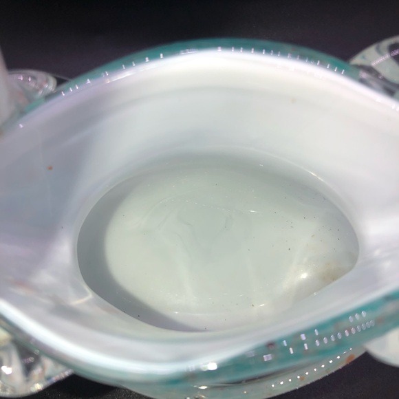 Vintage Block Crystal Art Glass Handbag Mouth Blown Turquoise Blue And Orange - Picture 5 of 8